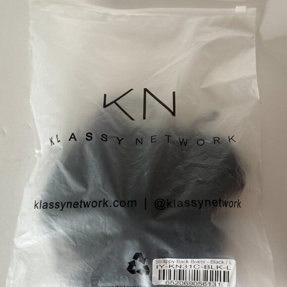 Klassy Network Black Crisscross Strappy Brami Crop Top with Built-In Pads Size L - Picture 4 of 5